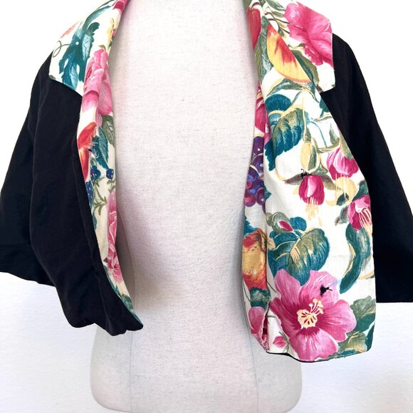 Funky & Unique Crop Jacket - Handmade - Solid & Floral - Size M/L - Picture 9 of 14